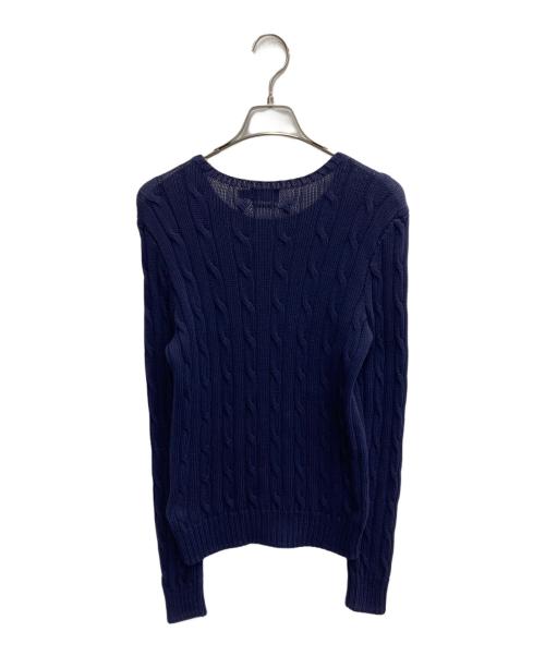 POLO RALPH LAUREN（ポロ・ラルフローレン）POLO RALPH LAUREN (ポロ・ラルフローレン) ケーブルニット コットン クルーネック セーター ネイビー サイズ:Mの古着・服飾アイテム