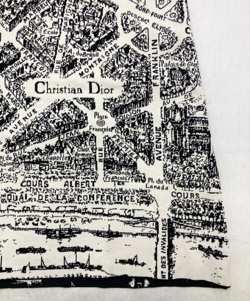 Christian Dior（クリスチャン ディオール）Christian Dior (クリスチャン ディオール) Plan de Paris テクニカル メッシュ ワンピース ホワイト×ブラック サイズ:38の古着・服飾アイテム