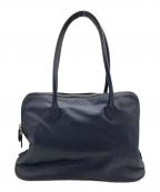 MASTRO PIERINIマストロ・ピエリーニ）の古着「特殊コードバンフルオープンハンドバッグ前金/LEATHER FULL OPEN HAND BAG」｜ネイビー