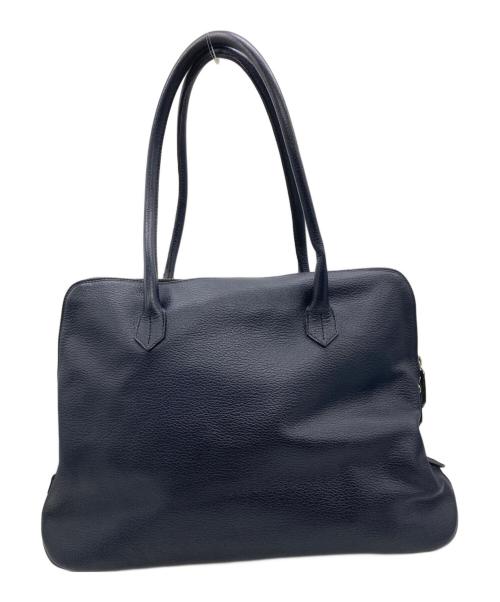 MASTRO PIERINI（マストロ・ピエリーニ）MASTRO PIERINI (マストロ・ピエリーニ) 特殊コードバンフルオープンハンドバッグ前金/LEATHER FULL OPEN HAND BAG ネイビーの古着・服飾アイテム