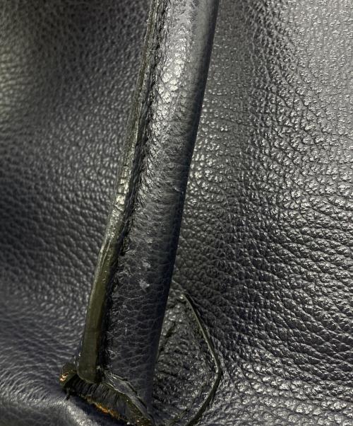 MASTRO PIERINI（マストロ・ピエリーニ）MASTRO PIERINI (マストロ・ピエリーニ) 特殊コードバンフルオープンハンドバッグ前金/LEATHER FULL OPEN HAND BAG ネイビーの古着・服飾アイテム
