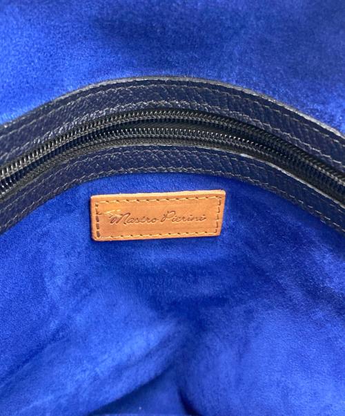 MASTRO PIERINI（マストロ・ピエリーニ）MASTRO PIERINI (マストロ・ピエリーニ) 特殊コードバンフルオープンハンドバッグ前金/LEATHER FULL OPEN HAND BAG ネイビーの古着・服飾アイテム