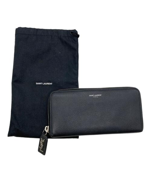 Saint Laurent Paris（サンローランパリ）Saint Laurent Paris (サンローランパリ) ラウンドファスナー長財布 ブラックの古着・服飾アイテム
