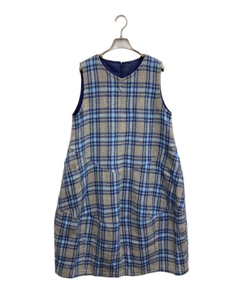 Cotton House Aya（コットンハウス アヤ）Cotton House Aya (コットンハウス アヤ) ウールノースリーブワンピース ブルー サイズ:Mの古着・服飾アイテム
