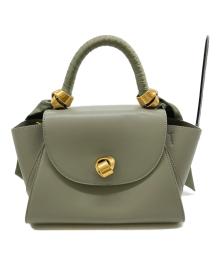 CHARLES & KEITH（チャールズアンドキース）の古着「サテンプリーツドスカーフ トラペーズバッグ」｜グリーン
