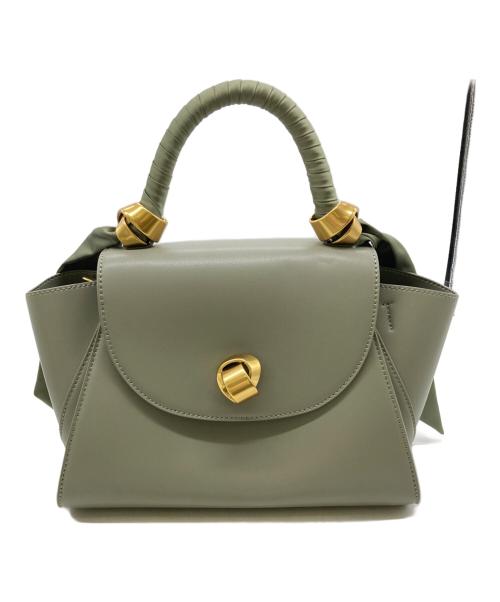 CHARLES & KEITH（チャールズアンドキース）CHARLES & KEITH (チャールズアンドキース) サテンプリーツドスカーフ トラペーズバッグ グリーンの古着・服飾アイテム
