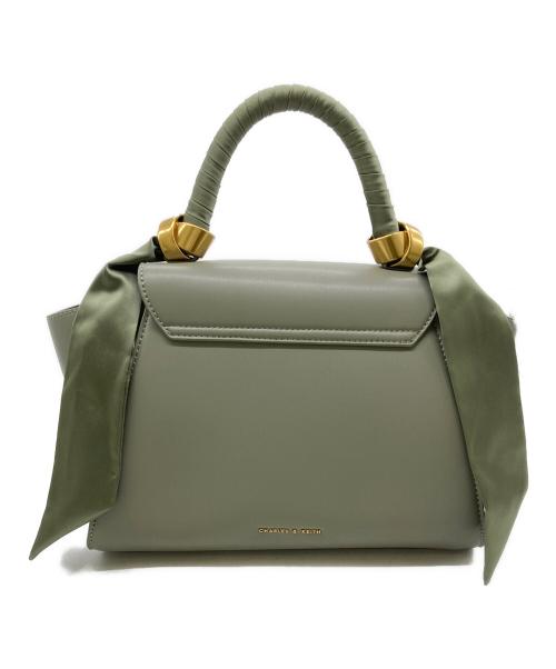 CHARLES & KEITH（チャールズアンドキース）CHARLES & KEITH (チャールズアンドキース) サテンプリーツドスカーフ トラペーズバッグ グリーンの古着・服飾アイテム