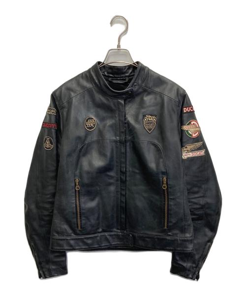 DUCATI BY DAiNESE（ドゥカティ バイ ダイネーゼ）DUCATI BY DAiNESE (ドゥカティ バイ ダイネーゼ) ワッペンバイカーレザージャケット ブラック サイズ:48の古着・服飾アイテム