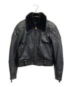 FRONTIER LEATHERSフロンティア レザーズ）の古着「CHPムートン襟ボアシングルライダースジャケット」｜ブラック