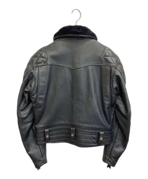 FRONTIER LEATHERS（フロンティア レザーズ）FRONTIER LEATHERS (フロンティア レザーズ) CHPムートン襟ボアシングルライダースジャケット ブラック サイズ:40の古着・服飾アイテム