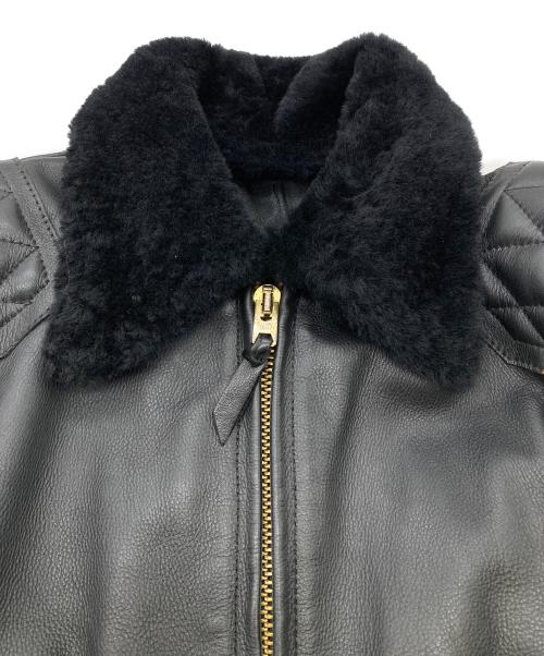 FRONTIER LEATHERS（フロンティア レザーズ）FRONTIER LEATHERS (フロンティア レザーズ) CHPムートン襟ボアシングルライダースジャケット ブラック サイズ:40の古着・服飾アイテム