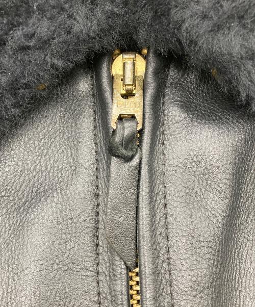 FRONTIER LEATHERS（フロンティア レザーズ）FRONTIER LEATHERS (フロンティア レザーズ) CHPムートン襟ボアシングルライダースジャケット ブラック サイズ:40の古着・服飾アイテム