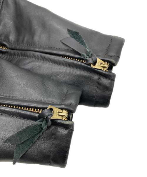 FRONTIER LEATHERS（フロンティア レザーズ）FRONTIER LEATHERS (フロンティア レザーズ) CHPムートン襟ボアシングルライダースジャケット ブラック サイズ:40の古着・服飾アイテム