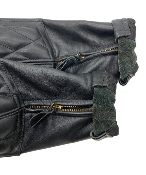 FRONTIER LEATHERS（フロンティア レザーズ）FRONTIER LEATHERS (フロンティア レザーズ) CHPムートン襟ボアシングルライダースジャケット ブラック サイズ:40の古着・服飾アイテム