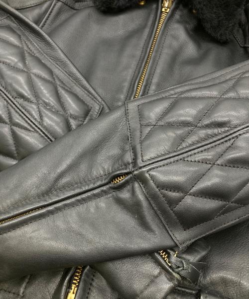 FRONTIER LEATHERS（フロンティア レザーズ）FRONTIER LEATHERS (フロンティア レザーズ) CHPムートン襟ボアシングルライダースジャケット ブラック サイズ:40の古着・服飾アイテム