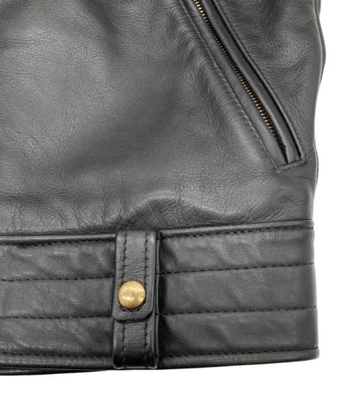 FRONTIER LEATHERS（フロンティア レザーズ）FRONTIER LEATHERS (フロンティア レザーズ) CHPムートン襟ボアシングルライダースジャケット ブラック サイズ:40の古着・服飾アイテム