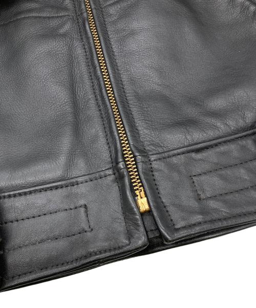 FRONTIER LEATHERS（フロンティア レザーズ）FRONTIER LEATHERS (フロンティア レザーズ) CHPムートン襟ボアシングルライダースジャケット ブラック サイズ:40の古着・服飾アイテム