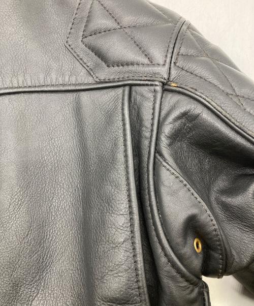 FRONTIER LEATHERS（フロンティア レザーズ）FRONTIER LEATHERS (フロンティア レザーズ) CHPムートン襟ボアシングルライダースジャケット ブラック サイズ:40の古着・服飾アイテム
