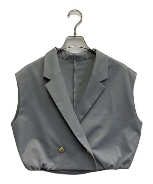 Noble（ノーブル）Noble (ノーブル) エステルツイルショートジレブラウス グレー サイズ:FREEの古着・服飾アイテム