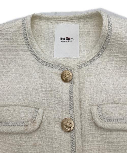 HER LIP TO（ハーリップトゥ）Her lip to (ハーリップトゥ) Classic Long Tweed Jacket ホワイト サイズ:Sの古着・服飾アイテム