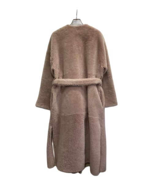 ebure（エブール）EBURE (エブール) Ron Herman (ロンハーマン) ノーカラーラムレザーボアコート ピンク サイズ:36の古着・服飾アイテム