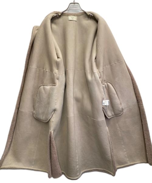 ebure（エブール）EBURE (エブール) Ron Herman (ロンハーマン) ノーカラーラムレザーボアコート ピンク サイズ:36の古着・服飾アイテム