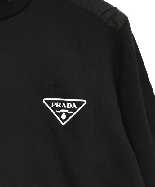 PRADA（プラダ）PRADA (プラダ) ロゴプリントナイロン切り替えスウェット ブラック サイズ:SIZE　XXLの古着・服飾アイテム