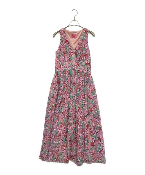 Kate Spade（ケイトスペード）Kate Spade (ケイトスペード) ノースリーブワンピース ピンク×レッド サイズ:SIZE 0の古着・服飾アイテム