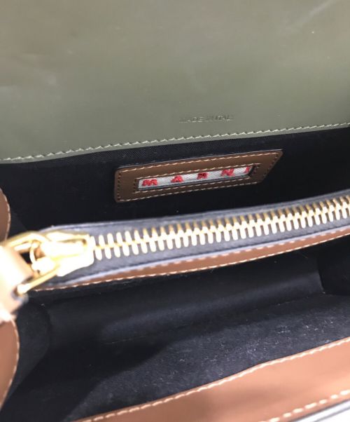 MARNI（マルニ）MARNI (マルニ) TRUNKショルダーバッグ カーキ×ブラウンの古着・服飾アイテム