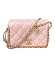 CHANEL（シャネル）の古着「マトラッセキャビアスキンチェーンショルダーバッグ」｜ピンク