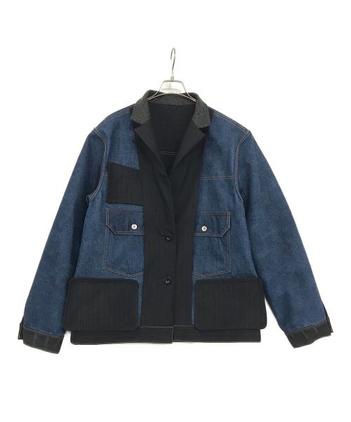 sacai（サカイ）sacai (サカイ) Chalk Stripe Bonding Jacket/チョークストライプジャケット ネイビー サイズ:3の古着・服飾アイテム
