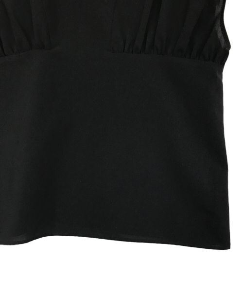 EMMEL REFINES（エメル リファインズ）EMMEL REFINES (エメル リファインズ) フリル/ギャザー スキッパー ブラウス ブラック サイズ:表記無しの古着・服飾アイテム