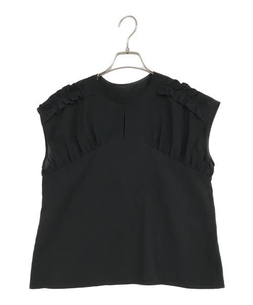 EMMEL REFINES（エメル リファインズ）EMMEL REFINES (エメル リファインズ) フリル/ギャザー スキッパー ブラウス ブラック サイズ:表記無しの古着・服飾アイテム
