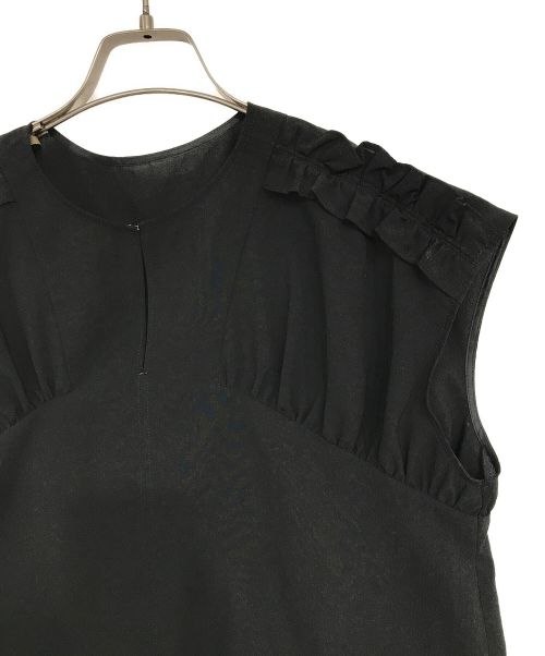 EMMEL REFINES（エメル リファインズ）EMMEL REFINES (エメル リファインズ) フリル/ギャザー スキッパー ブラウス ブラック サイズ:表記無しの古着・服飾アイテム