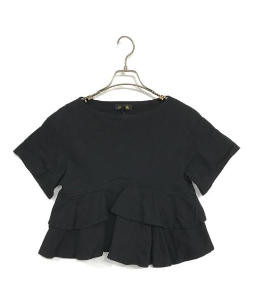 DRAWER（ドゥロワー）DRAWER (ドゥロワー) ペプラムカットソー ブラック サイズ:1の古着・服飾アイテム