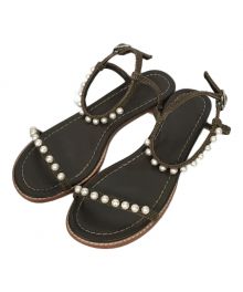 TSURU by MARIKO OIKAWA（ツルバイマリコオイカワ）の古着「パール装飾ストラップサンダル」｜ブラウン