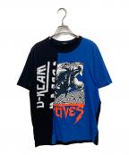 DIESELディーゼル）の古着「半袖カットソー」｜ブルー×ブラック