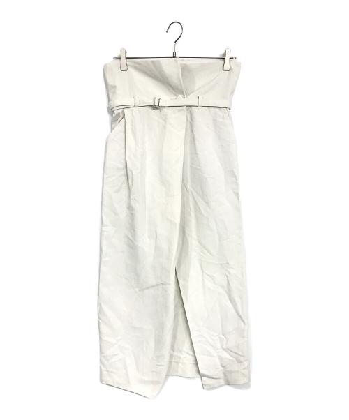 ENFOLD（エンフォルド）ENFOLD (エンフォルド) ベルト付スカート ホワイト サイズ:36の古着・服飾アイテム