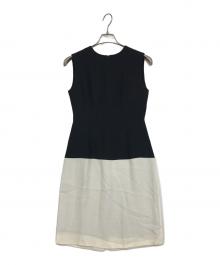 YOKO CHAN（ヨーコチャン）の古着「バイカラーノースリーブワンピース」｜ブラック×ホワイト