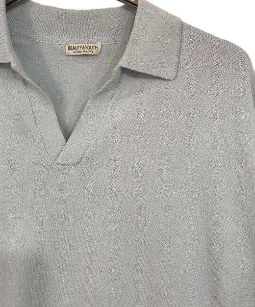 BEAUTY&YOUTH（ビューティーアンドユース）BEAUTY&YOUTH (ビューティーアンドユース) スキッパーニットポロシャツ ブルー サイズ:Lの古着・服飾アイテム