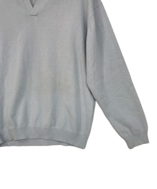 BEAUTY&YOUTH（ビューティーアンドユース）BEAUTY&YOUTH (ビューティーアンドユース) スキッパーニットポロシャツ ブルー サイズ:Lの古着・服飾アイテム