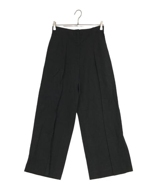 icB（アイシービー）icB (アイシービー) Synthetic Linen ワイドパンツ ブラック サイズ:Lの古着・服飾アイテム