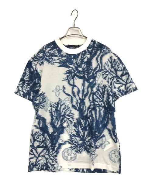 LOUIS VUITTON（ルイ ヴィトン）LOUIS VUITTON (ルイ ヴィトン) グラフィックモノグラムコットンスリーブTシャツ ホワイト×ブルー サイズ:Mの古着・服飾アイテム