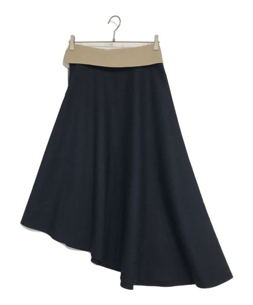 THE RERACS（ザ リラクス）THE RERACS (ザ リラクス) RERACS WAIST FLAP ASYMMETRY SKIRT ネイビー サイズ:36の古着・服飾アイテム