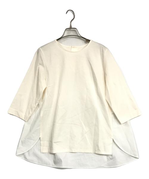 23区（ニジュウサンク）23区 (ニジュウサンク) コットンツイルジャージー フレア プルオーバー ホワイト サイズ:Mの古着・服飾アイテム