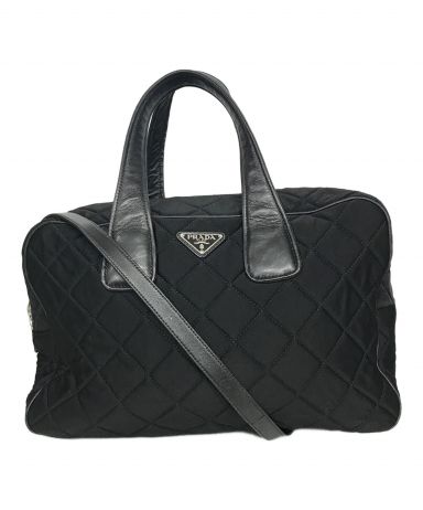 『美品』PRADA(プラダ)ボストンバッグ　キルティング PRADA(プラダ) キルティングボストンバッグ ブラック｜【公式