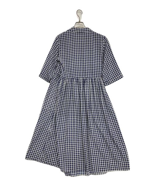 BEAMS BOY（ビームスボーイ）BEAMS BOY (ビームスボーイ) ドット ギンガム カシュクールワンピース ブルー×ホワイト サイズ:Fの古着・服飾アイテム