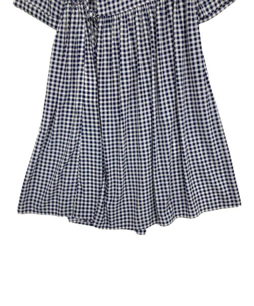 BEAMS BOY（ビームスボーイ）BEAMS BOY (ビームスボーイ) ドット ギンガム カシュクールワンピース ブルー×ホワイト サイズ:Fの古着・服飾アイテム