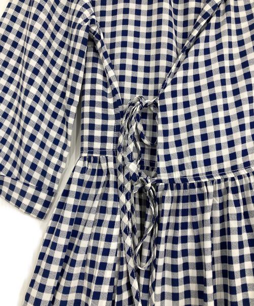 BEAMS BOY（ビームスボーイ）BEAMS BOY (ビームスボーイ) ドット ギンガム カシュクールワンピース ブルー×ホワイト サイズ:Fの古着・服飾アイテム