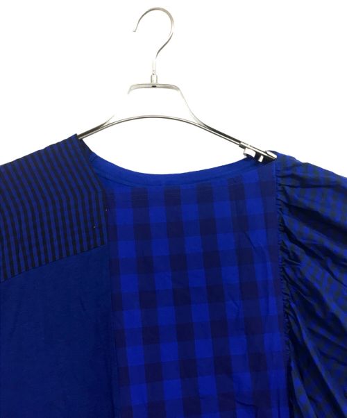 ZUCCA（ズッカ）ZUCCA (ズッカ) チェックパッチワークワンピース ブルー サイズ:SIZE Mの古着・服飾アイテム